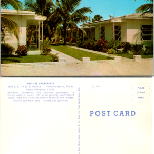 Pompano Beach Florida Meri-Lee Apartments Vintage Postcard FL Motel