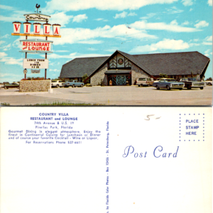 Pinellas Park Florida Country Villa Restaurant Lounge Vintage Postcard