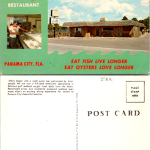 Panama City Florida Allen's Seafood Restaurant Vintage Postcard Oyster Bar