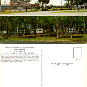 Perry Florida Westgate Motel Campground Vintage Postcard US 19 Roadside