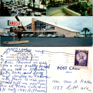Panama City Florida Angelo's By The Sea Restaurant Vintage Postcard 3c Stamp