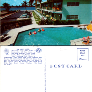 Palm Beach Florida Sea Breeze Hotel Swimming Pool Vintage Postcard FL