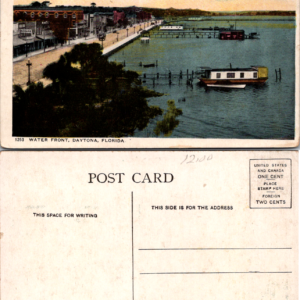 1253 Water Front Daytona Florida Linen Postcard - Image 1