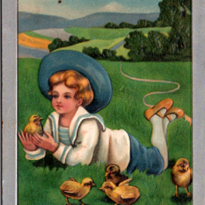Easter 1908 Germany Greetings Posted ONE Cent Stamp ANTIQUE Postcard - Image 1
