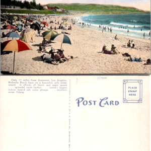 Redondo Beach California Postcard Vintage Unposted Sand Ocean - Image 1