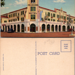 Vintage Postcard Melbourne Hotel Melbourne Florida FL 1953 Linen Street View AAA - Image 1