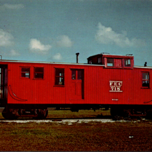Unposted Train FEC Red Caboose 715 Transportation Postcard - Image 1