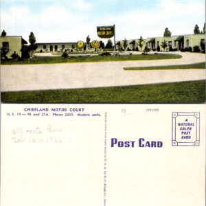 Chiefland Florida Motor Court Vintage Color Linen 1965 Kropp Postcard - Image 1