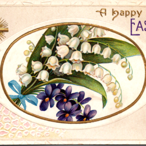 1913 Happy Easter CROSS FLOWERS UNposted ANTIQUE Postcard EMBOSSED - Image 1