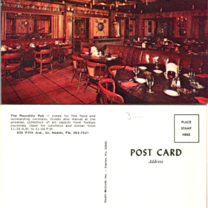 Naples Florida Piccadilly Pub Old Vintage Postcard Red Room Studio McGrath - Image 1