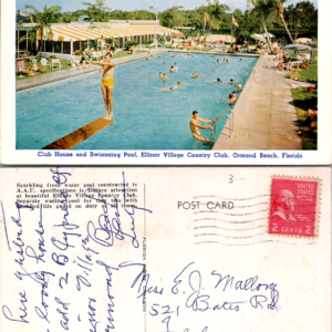 Vintage Postcard Ellinor Village Country Club Swimming Pool Ormond Beach Florida - Image 1