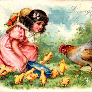 Raphael Tuck Easter UNposted ANTIQUE Postcard Chickens Child - Image 1