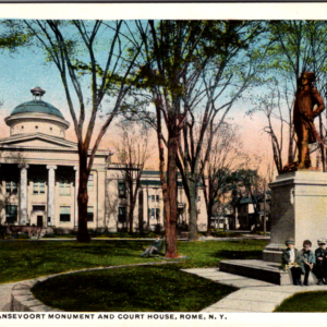 East Park Rome NY Postcard Gansevoort Monument Court House - Image 1