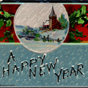 Happy New Year UNposted Church Holley ANTIQUE Postcard - Image 1