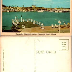Clearwater Beach Municipal Marina and Boat Slips Gulf Vintage Postcard - Image 1