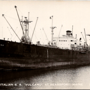 Italian S S Vulcano Ship Searsport Maine Postcard - Image 1