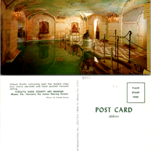 Grotto Swimming Pool Marble Step Painting Dade County Postcard Unposted Miami FL - Image 1