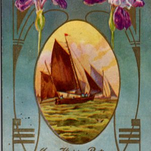 1912 Valentine's Day Posted ONE Cent Stamp ANTIQUE Postcard Ship Boat Nautical - Image 1