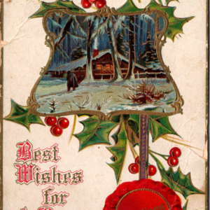 1909 WI NEW YEAR Posted ONE Cent Stamp ANTIQUE Postcard Woods Cabin - Image 1