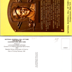 LUCIUS BENJAMIN APPLING VTG 1991 Postcard National Baseball Hall Fame - Image 1