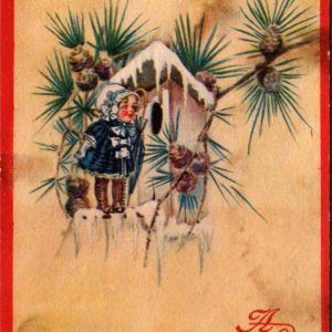 Berimen Merry CHRISTMAS UNposted Embossed ANTIQUE Postcard - Image 1