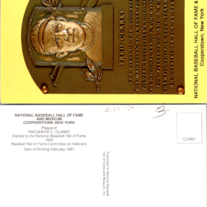 FRED CLARKE VTG 1991 Postcard National Baseball Hall Fame - Image 1
