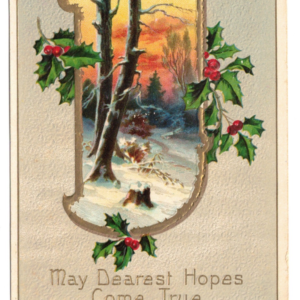 CHRISTMAS Wish Embossed ANTIQUE Postcard UNposted Snow Holly - Image 1