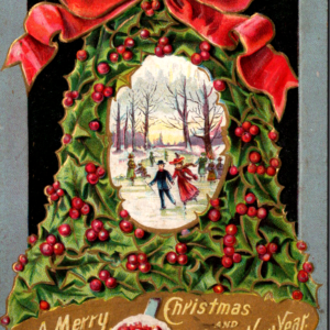 1915 OHIO WASHINGTON Stamp NEW YEAR Posted ONE Cent ANTIQUE Postcard Bell Ribbon - Image 1