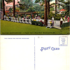 Hendersonville NC Playing Shuffleboard Boyd Park Ashville Vintage Postcard - Image 1