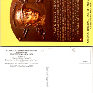 FRANK LEROY CHANCE VTG 1991 Postcard National Baseball Hall Fame - Image 1