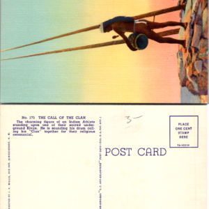 Call of the Clan Native American Kiva Drum Curt Teich Postcard unposted - Image 1