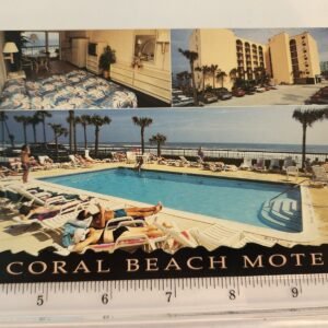 CORAL BEACH Motel Florida Ormond NOS Vtg Postcard Unposted NEW Pool Sunbathing - Image 1
