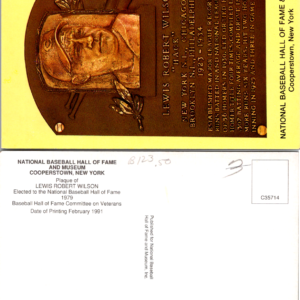 LEWIS ROBERT WILSON HACK Vtg 1991 Postcard National Baseball Hall Fame - Image 1
