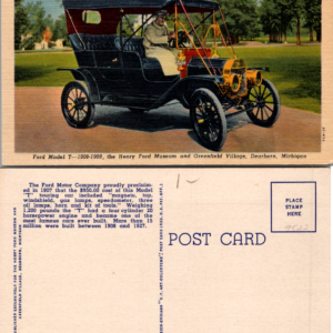 Ford Model T Henry Ford Museum Greenfield Village Linen Dearborn vtg Postcard - Image 1