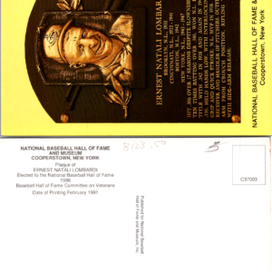 ERNEST NATALI LOMBARDI VTG 1991 Postcard National Baseball Hall Fame - Image 1
