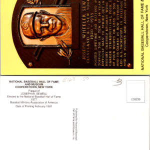 JOSEPH WHEELER SEWELL UNposted VTG 1991 Postcard National Baseball Hall Fame - Image 1