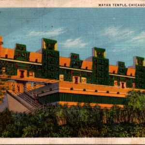 Postcard posted 1933 Stamp Century Progress chicago IL Mayan Temple - Image 1