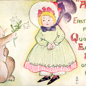 1914 Dansville NY Easter Bunny Rabbit Posted ONE Cent Stamp ANTIQUE Postcard - Image 1