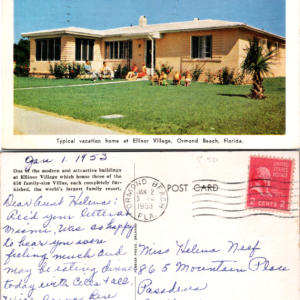 Vintage Postcard Ellinor Village Resort Homes Ormond Beach Florida FL 1953 Chrom - Image 1