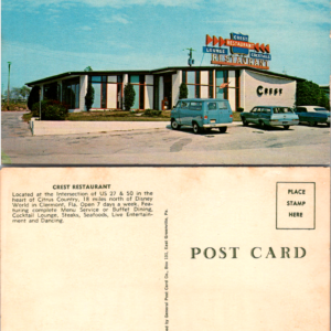 Clermont Florida Crest Restaurant Old Antique Cars Vintage Postcard - Image 1