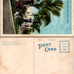 Granada Plaza Coral Gables Miami Florida Palm Trees Kropp Postcard - Image 1