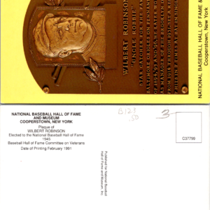 WILBERT ROBINSON posted Vintage 1991 Postcard National Baseball Hall Fame Museum - Image 1