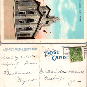 1930s Gesu Church Miami Florida posted 1 Cent Stamp Postcard - Image 1