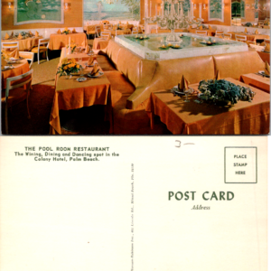 Palm Beach FL Colony Hotel Pool Room Restaurant Vintage Postcard - Image 1