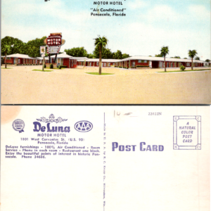 DELUNA MOTOR HOTEL Pensacola Florida UNPosted Vintage Old Motel Postcard kropp - Image 1