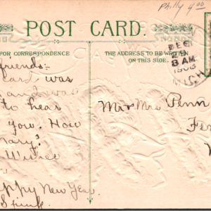 1909 Michigan MI New Year Posted ONE Cent Stamp ANTIQUE Postcard - Image 1