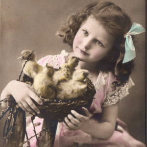 Happy Easter Posted GERMANY Girl Child Stamp ANTIQUE Postcard - Image 1