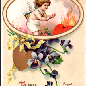 BERLIN GERMANY Valentine's Day UNposted ANTIQUE Postcard EMBOSSED Cupid Heart - Image 1