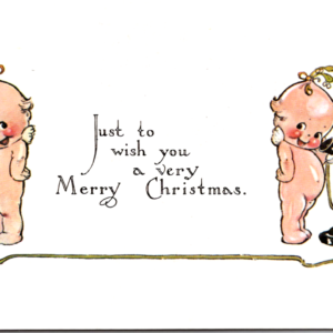 Kewpie on an Old Telephone Cupie Merry Christmas Holiday Postcard Unposted - Image 1