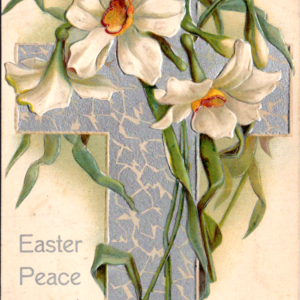 Germany Berlin Easter Flowers Cross UNposted ANTIQUE Postcard Embossed - Image 1